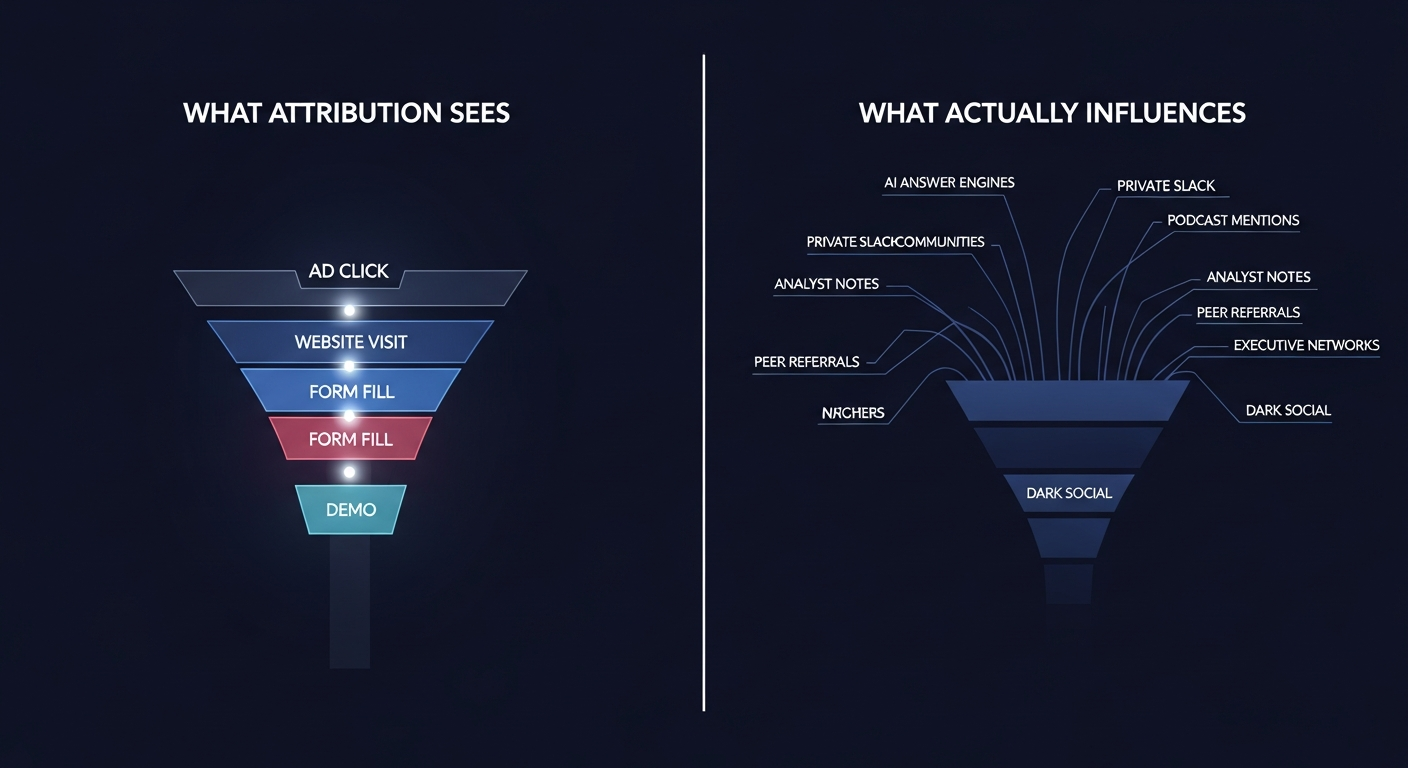 The Attribution Gap — what attribution systems observe versus what actually influences B2B buying decisions