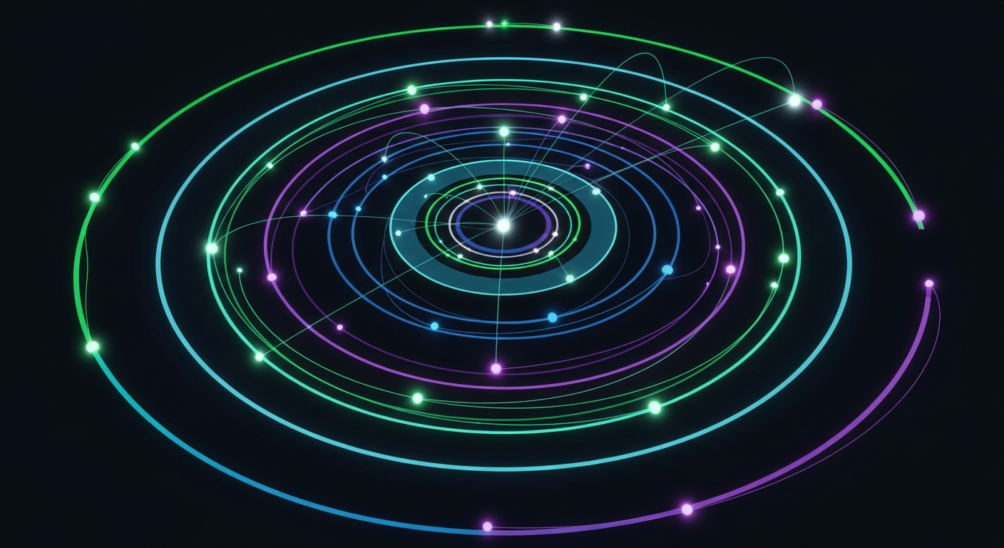 Five-layer Visibility Intelligence measurement framework visualization showing concentric measurement rings from attribution at center to revenue outcomes at the outer layer
